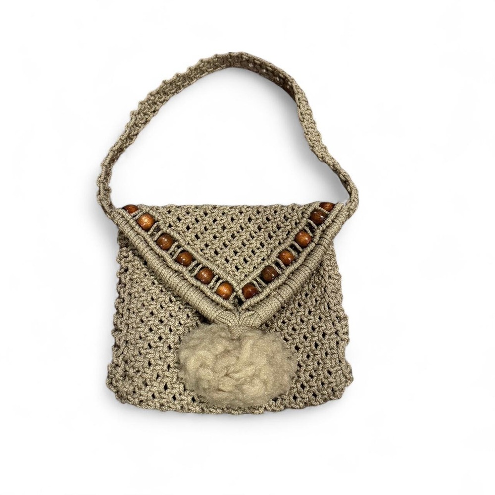 Indie Boho Crocheted Handbag with Bead Detail